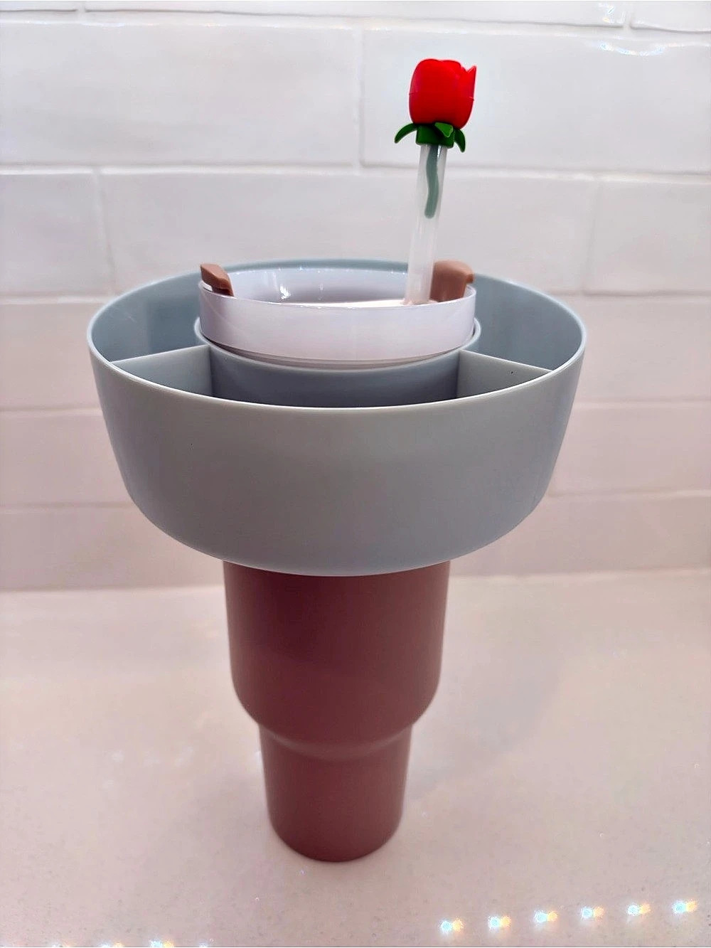 Water bottle snack bowl